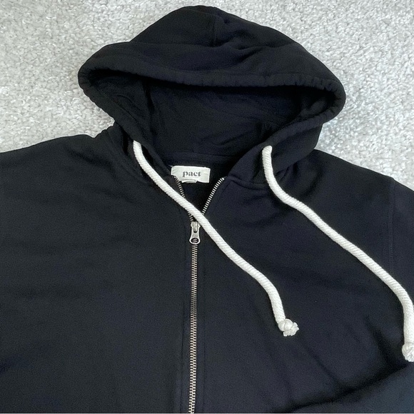 PACT Organic Women’s Black Zip Up Fleece Lined Hoodie Large - Picture 5 of 9